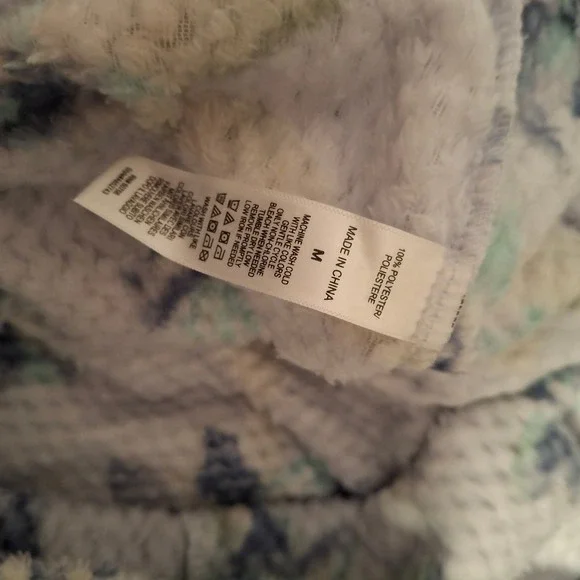 Stan‎ Herman Womens Waffle Fleece Robe Blue Floral Print Full Zip Size M - Picture 4 of 6